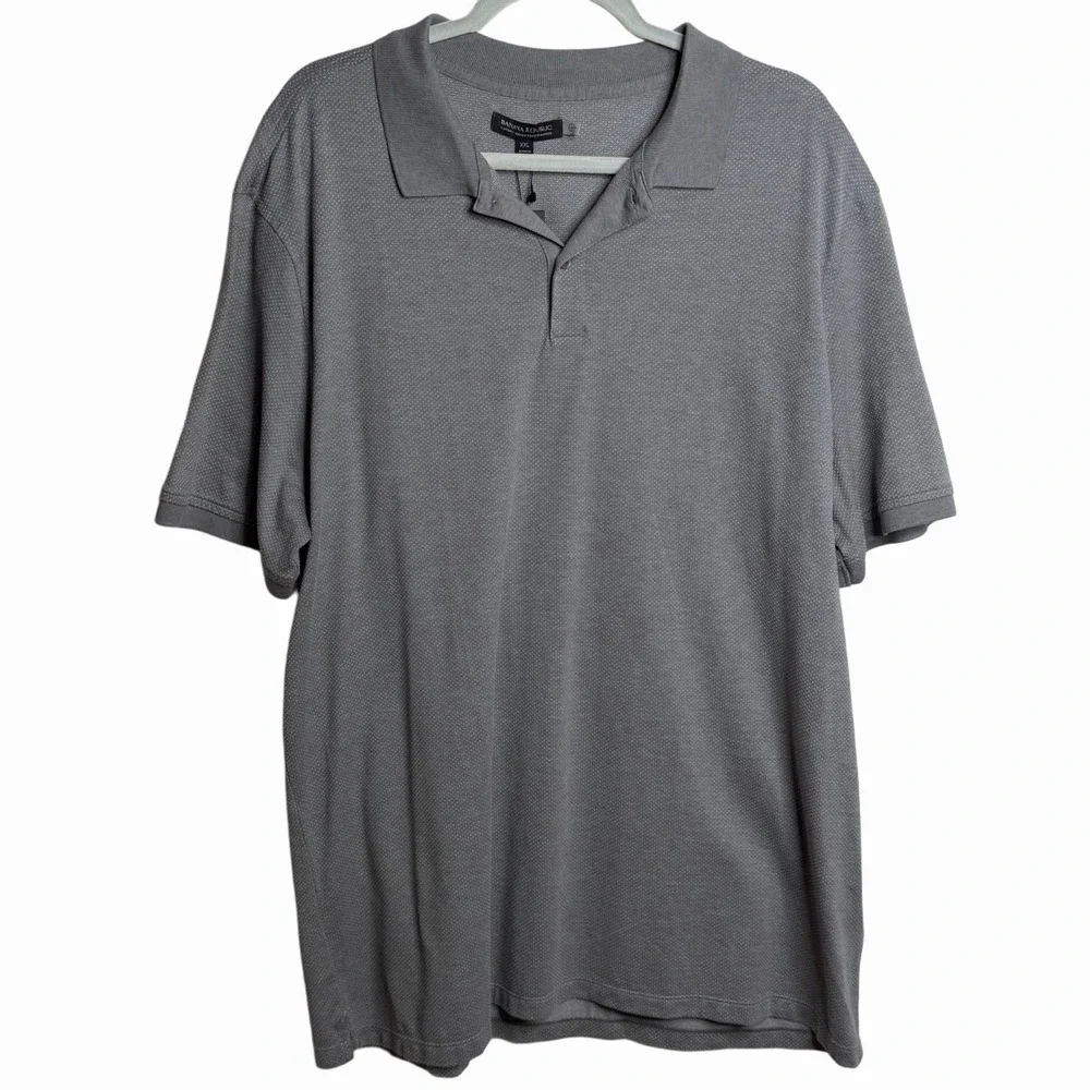 NWT Banana Republic Luxury-Touch Performance‎ Polo Shirt Gray Mens Sz XXL